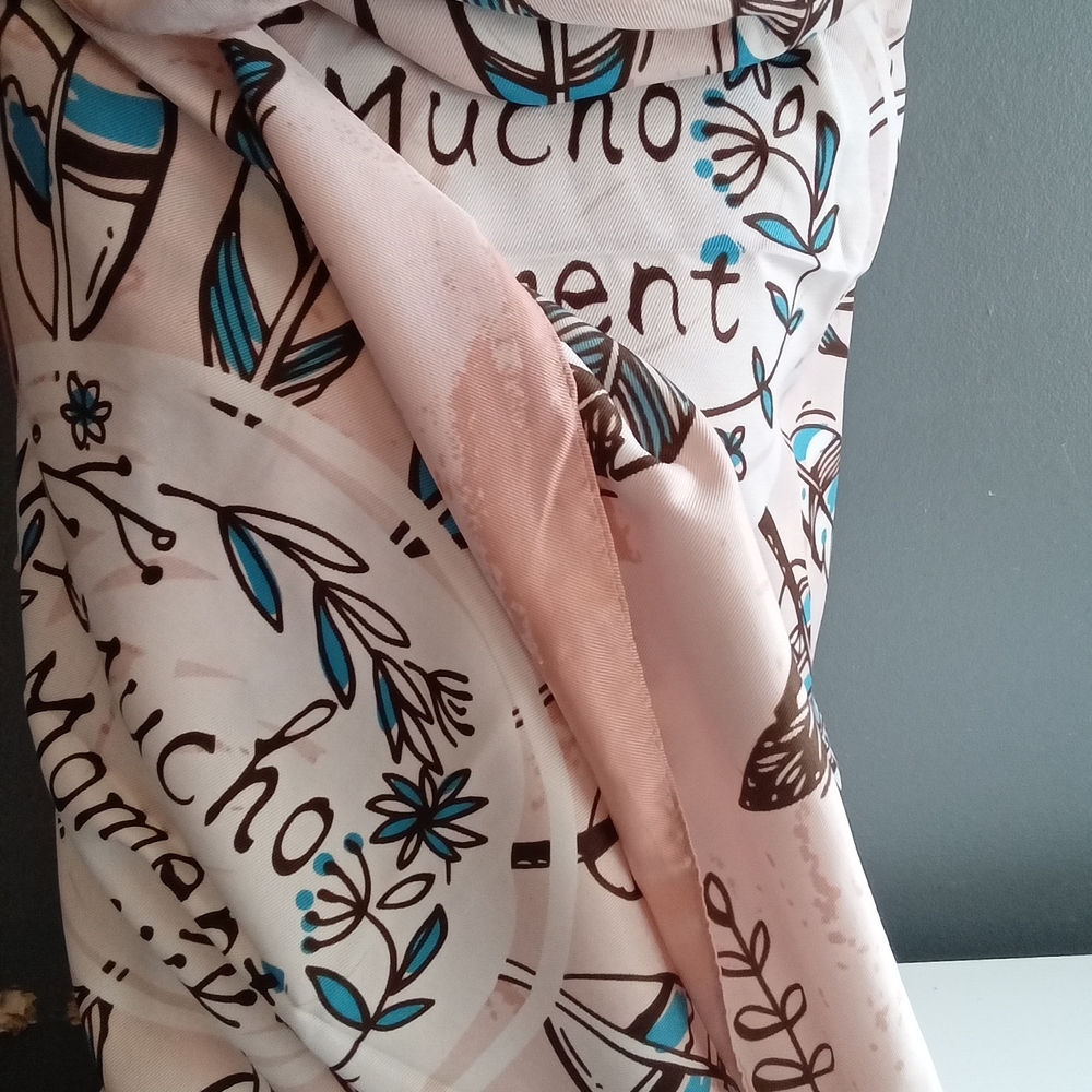 Bohemian Feather Floral Print‎ Scarf Wrap Shawl Boho Chic - Picture 3 of 4